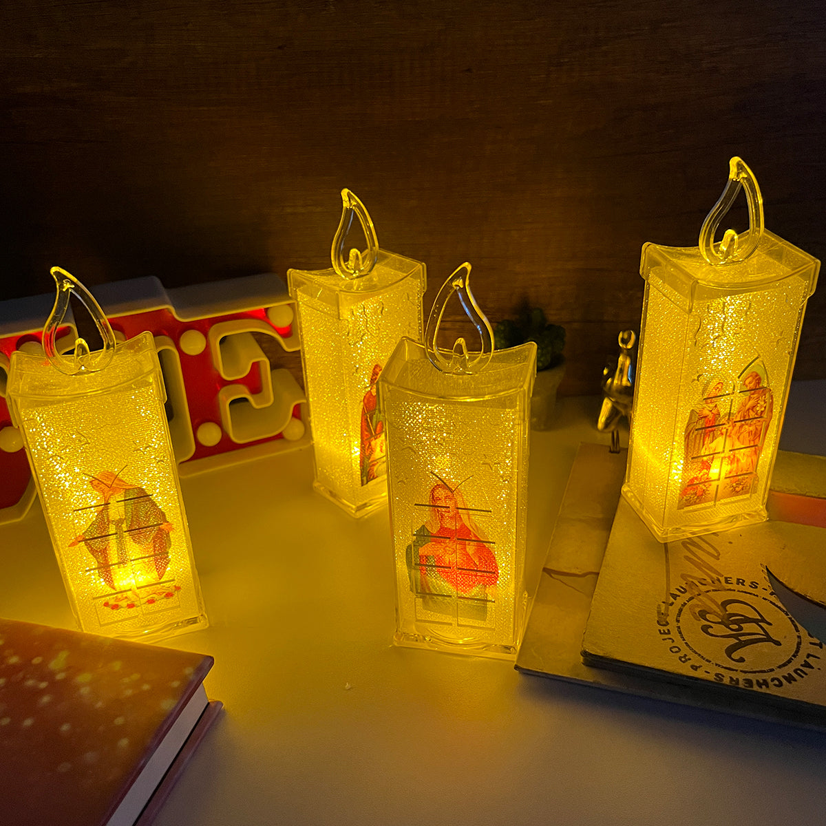 Vela LED X4 Con Imagen Religiosa - Ayudar a Un Hogar