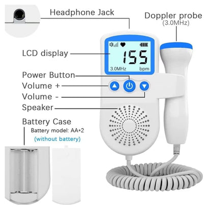 Monitor de frecuencia cardíaca Doppler fetal