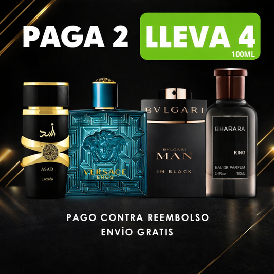 [COMBO LUXE] KIT 4 Perfumes ASAD | BHARARA | VERSACE| BVLGARI - Solo Hoy
