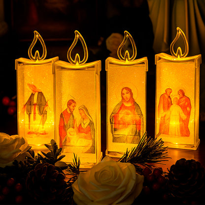 Vela LED X4 Con Imagen Religiosa - Ayudar a Un Hogar